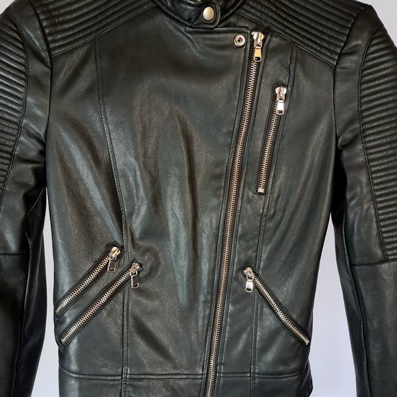 ZARA TRF womens FAUX LEATHER MOTO jacket Sz XS STUNNINGLY SOFT FAUX LEATHER - Picture 3 of 13
